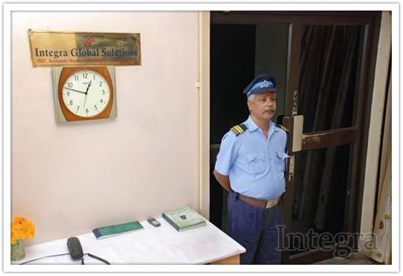 Security guard in front of office